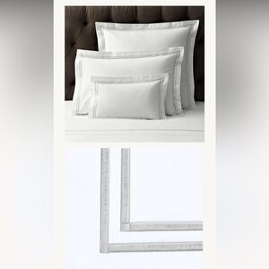 (1) Italian White Hotel Satin Stitch Pillowcase Sham Standard 20”W x 28”L 20x28